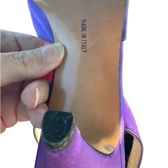 Salvatore Ferragamo Purple Satin Slingback Heels Vintage 9B - Picture 5 of 9